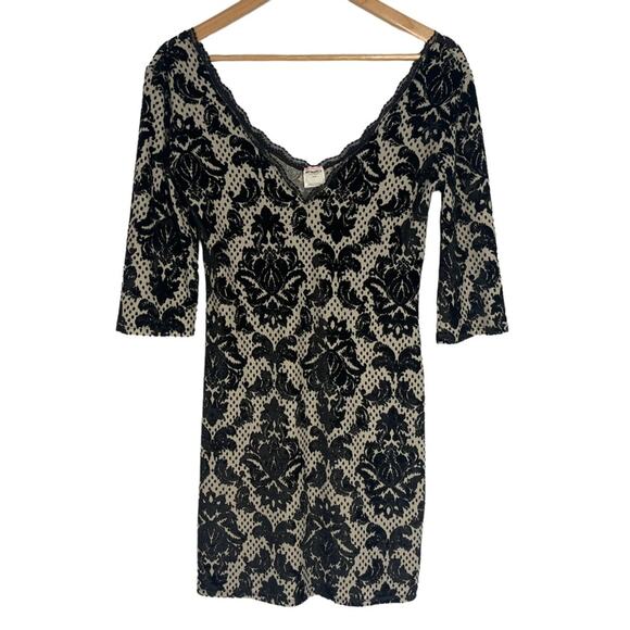 Free People Intimately Fair Maiden Black Velvet Burnout Bodycon Dress Medium - Picture 5 of 9